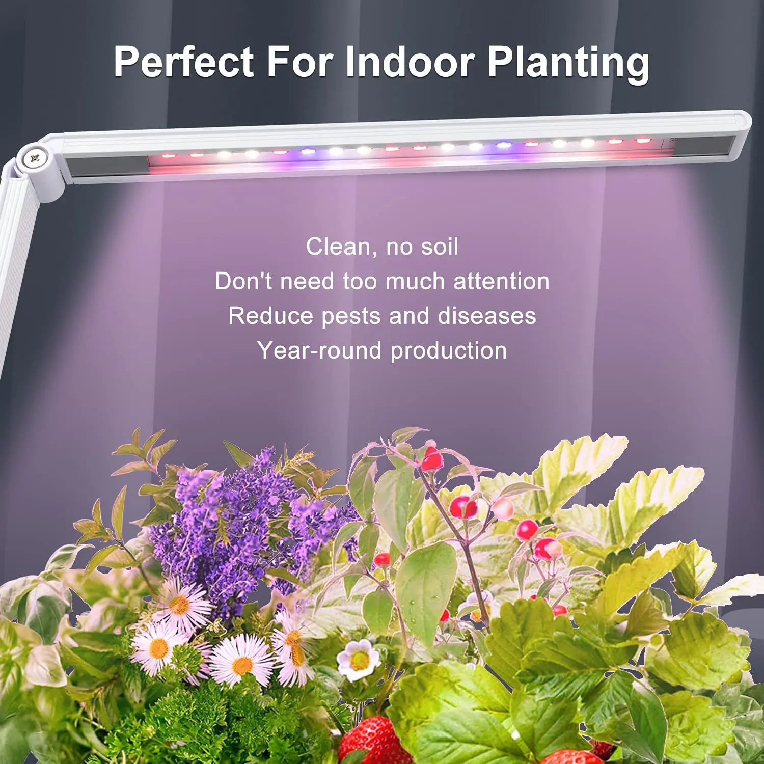 Hydroponic growing system with Led light for indoor, smart garden planter, kitchen, automatic timer, 12 pods
