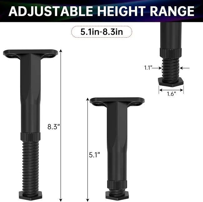 New Frame Center Slats Heavy Height Adjustable Desk Leg Replacement Feet Furniture Legs Bed Support Legs for Bed Frame Sofa