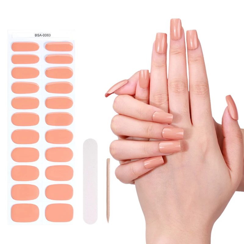 Online Top sale Solid cream texture macaron color matching non-baked semi cured gel nail sticker