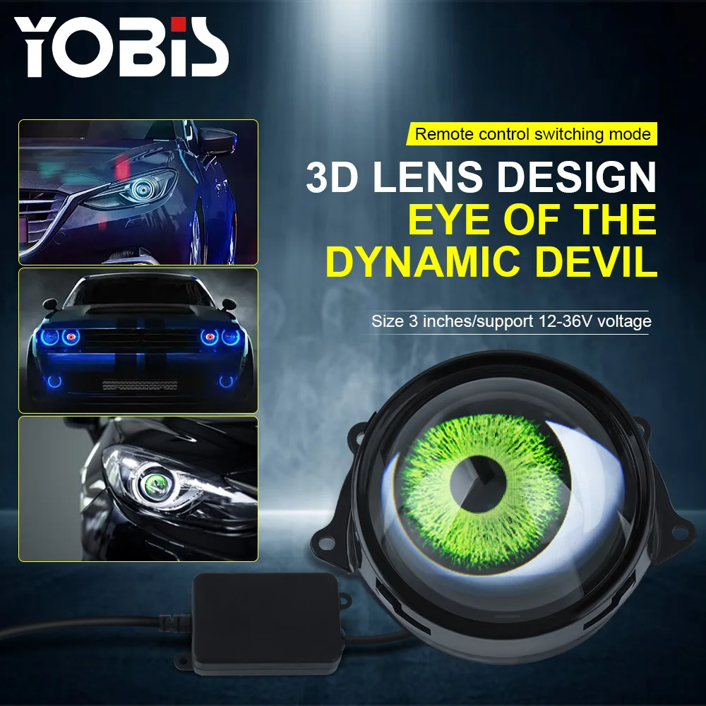 Yobis New Arrival 12V Wholesale Decorative Lamp  Blinking Dynamic Devil Eye 12W APP Control LED Light IP68 Car Lighting Systems
