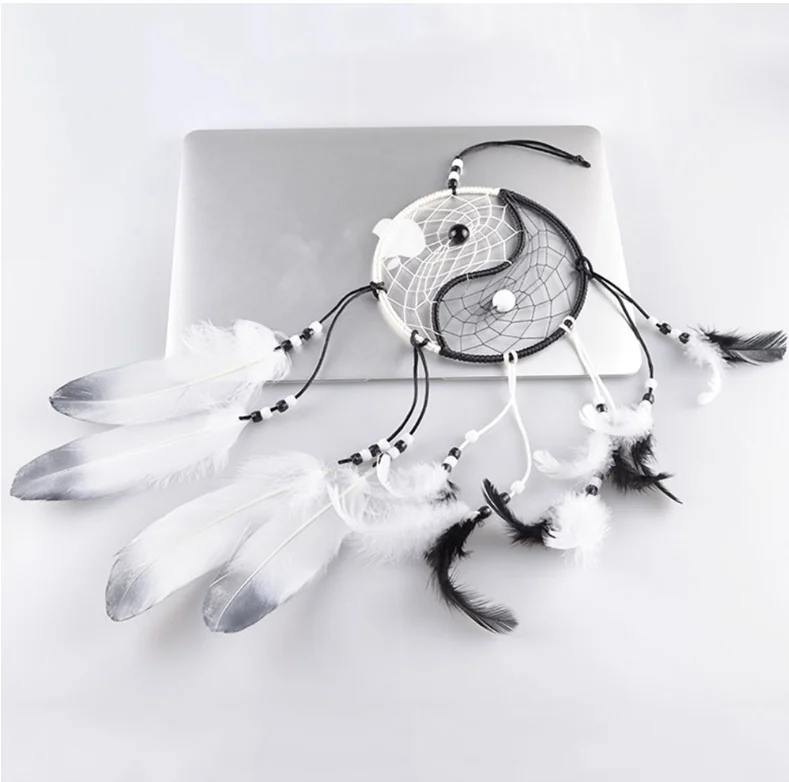 Wholesale Handmade Boho Hanging Feather Dream Catcher for Car Home Room Door Wall Art Party Decor Ornament Gift Craft DIY Kit