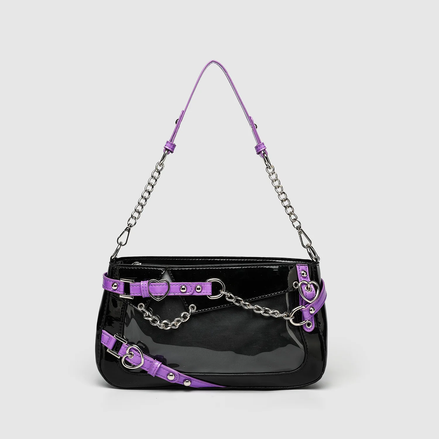 Custom Shape Ita Bag Gothic Style Custom Clear Chain Ita Bag WIth Pin Insert