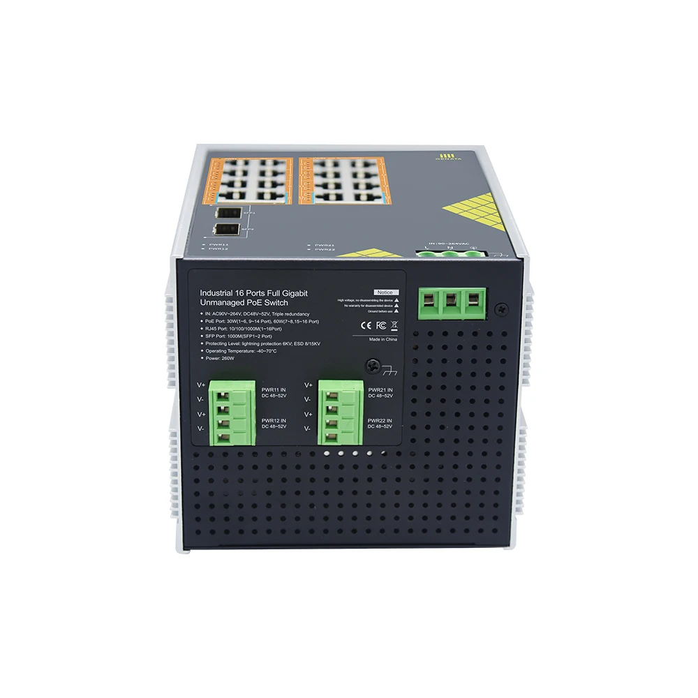 HOT Sales  Internal power supplyt Industrial 16 Port Full Gigabit Industrial  PoE Switch