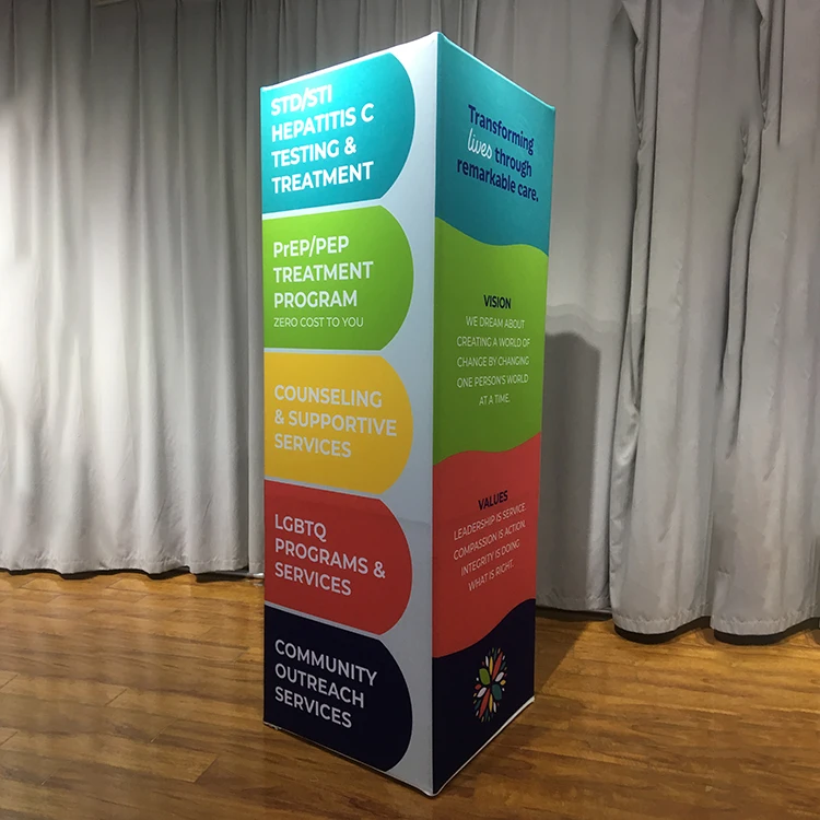 Square Trade Show Tension Fabric Column Tower Display