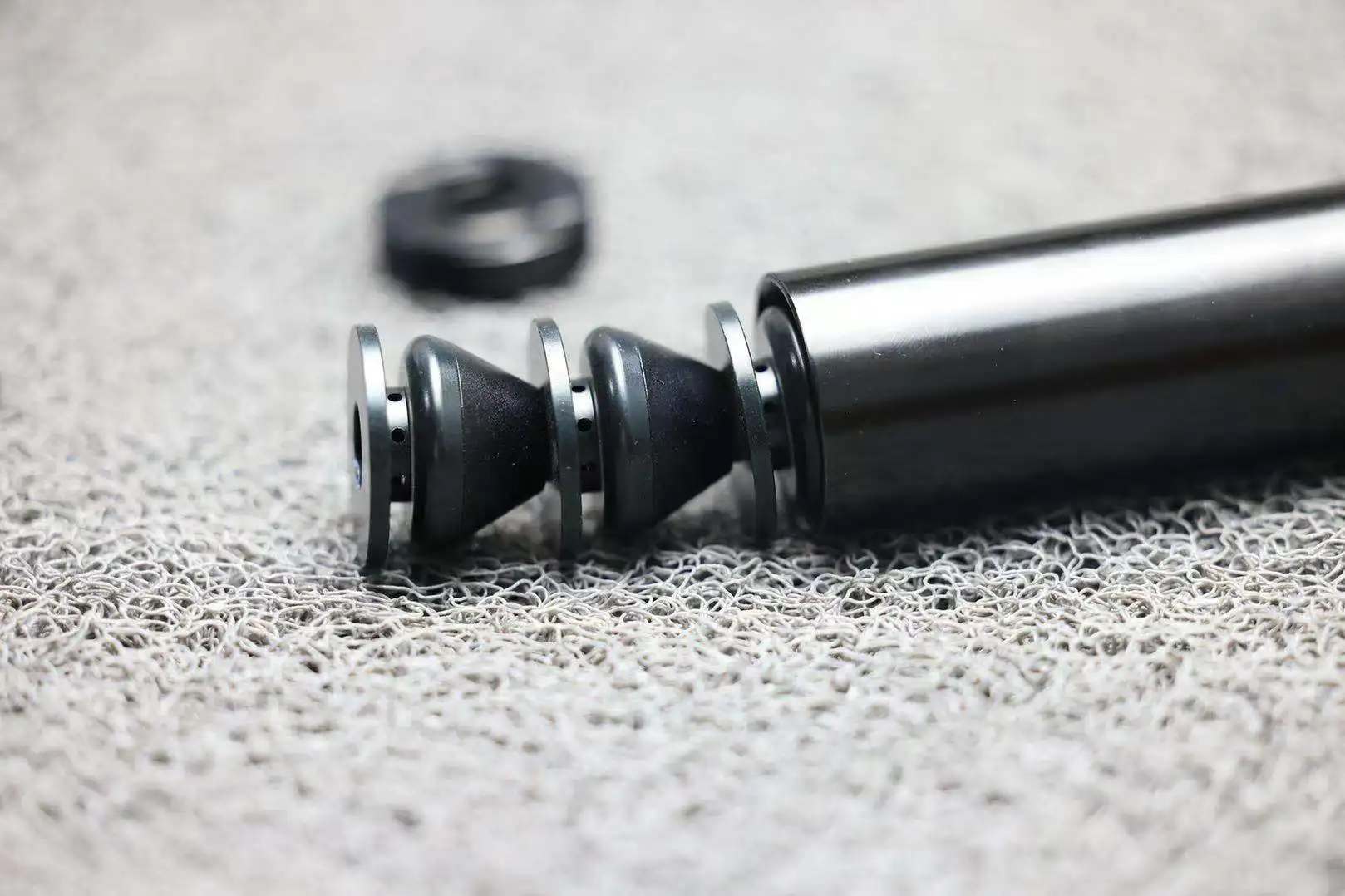 8'L 1.58' OD Stainless Steel Tube Fuel Filter Solvent Trap 1.375x24 + x5 Aluminum 7075 Spade Cone Cups Steel Recoil Booster