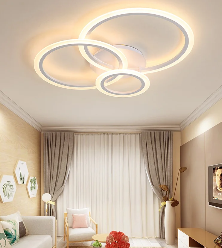New Design Aluminium Acrylic Ring Circular Led Ceiling Lamp Lighting For Home Bedroom Art Deco Living Room
