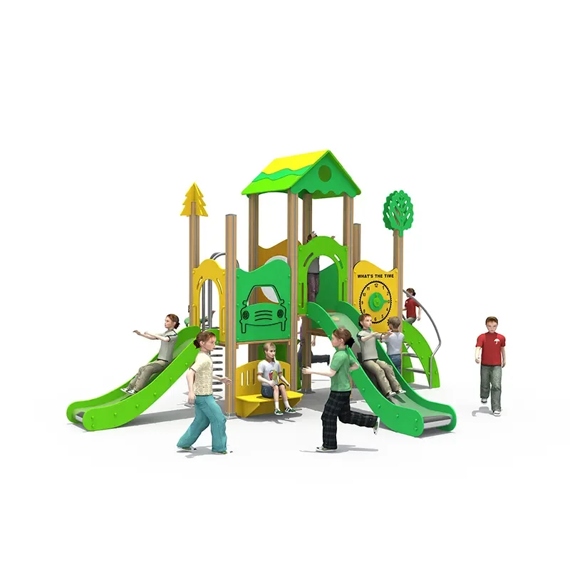 Forest theme PE board combination slide Children   Exterior Public Outside Small Playgrounds Slides Activity Play Area For Kids