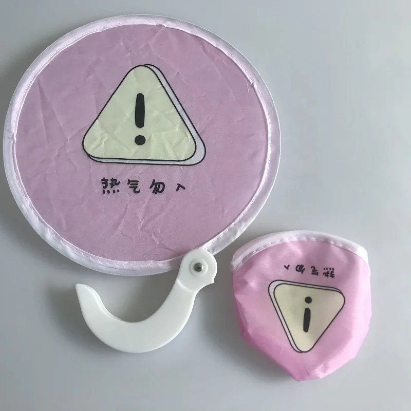 Eco material nylon round folding pocket fan customised hand fan