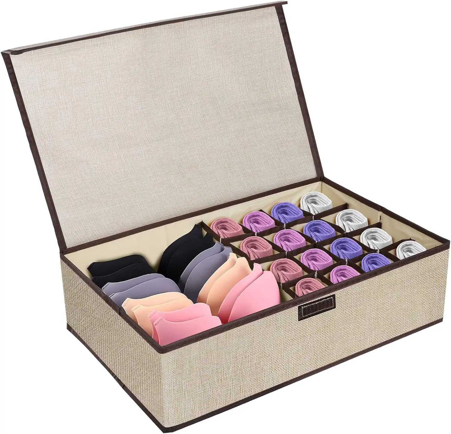 400823  17Cells 13Cells Underwear Organizer with Cover Foldable Closet Storage Organization Box for Bra,Undies, Socks, Ties,