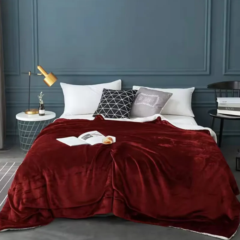 Homes Premium Double Layer Fleece Bed Throw Blanket Cozy Thick Polar Warm Sherpa Blanket For Winter