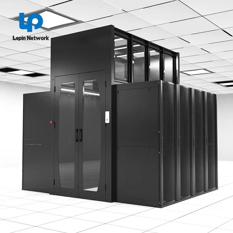 ningbo lepin factory Prefabricated hot aisle containment  KA KB KH computer room glass door 42U network cabinet