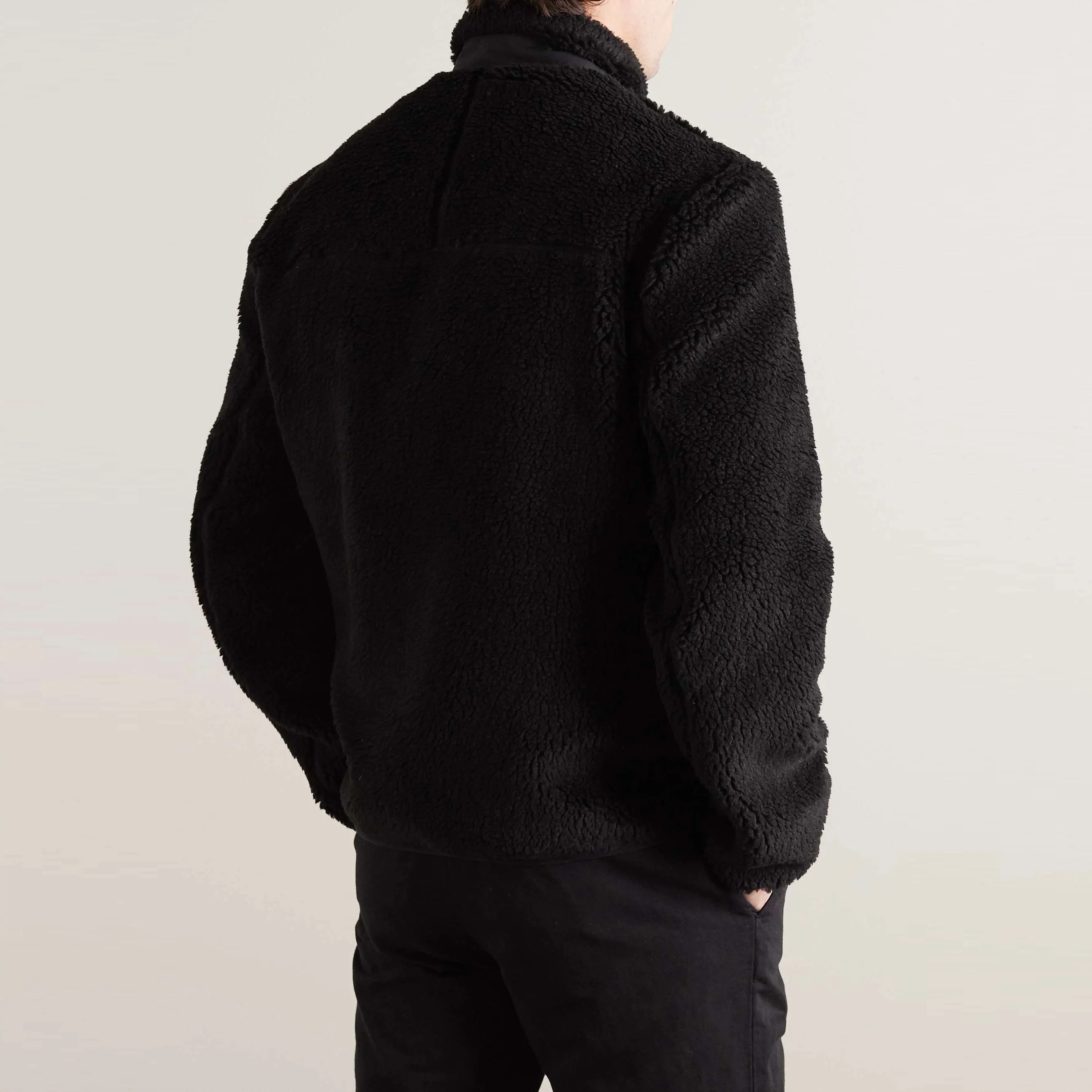 High Quality Custom Coat Solid Color Pockets Stand Collar Polar Fleece Zip Up Jacket Casual Sherpa Fleece Jacket