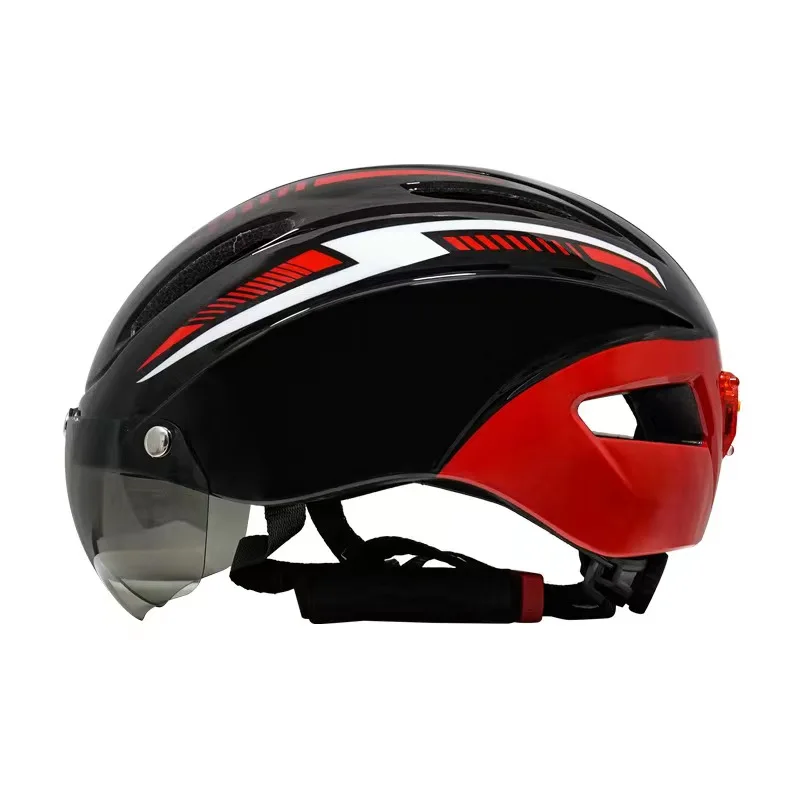 Unisex Mountain Bike Helmet with Integrated Windshield & Tail Light Sport Style Safety Feature for Adults Multiple Color Options