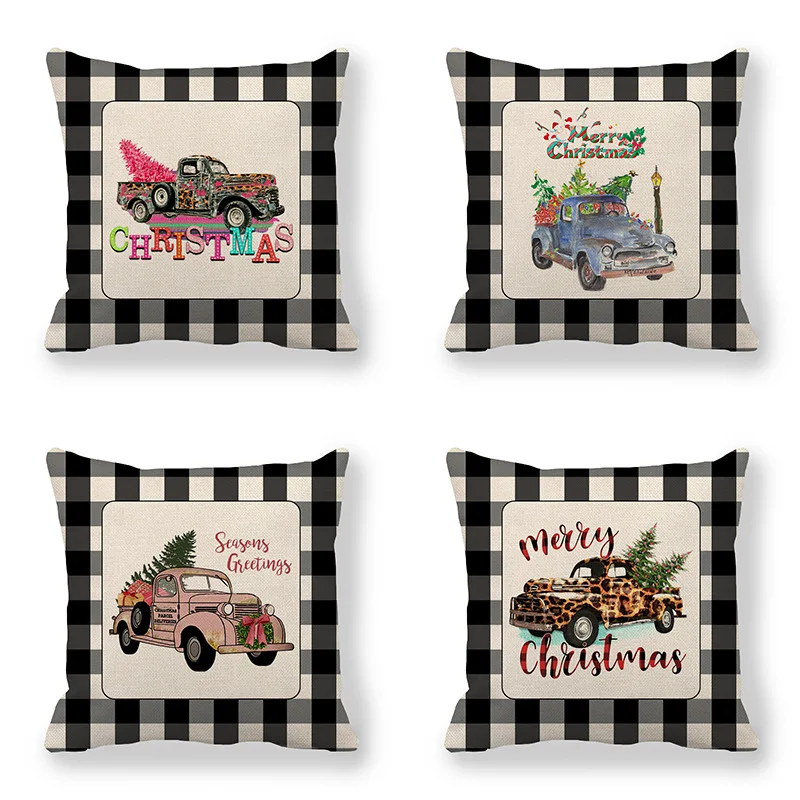 Free Shipping Wholesale  Linen  Sofa Pillow Cover Pillowcase Christmas Pillow  Cover Sofa Cushion Any Pattern Can Be Customized