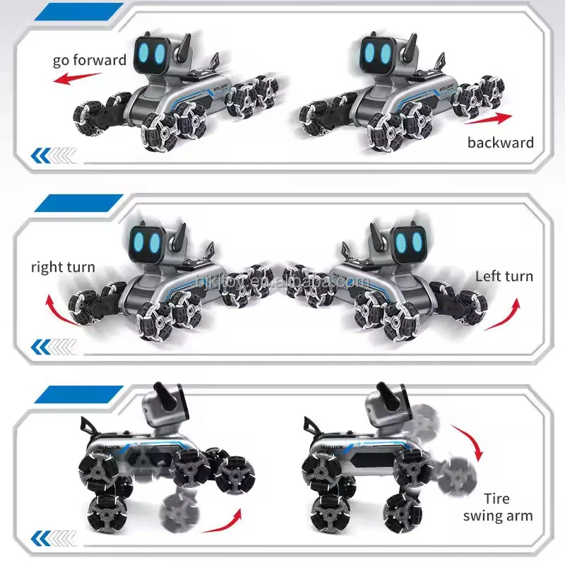 Hot Rc Robot Dog 18mins Play Time Light Up Music 8 Wheels Model Rc Stunt Car Robot Dog Toys Rc Cars