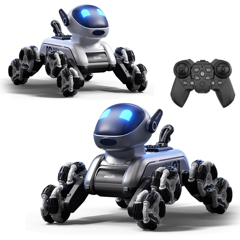 Dwi Interactive RC Robotic Stunt Puppy Toy Intelligent Electronic Pets With Light And Sound Remote Control Robot Dog For Kids