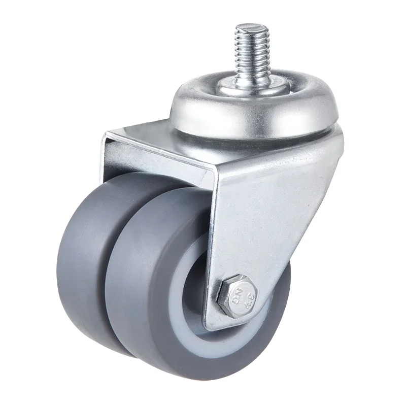 2 Inch silver color TPR High Quality and european industrial caster wheels andFurniture Swivel hooded Twin Wheel Casters