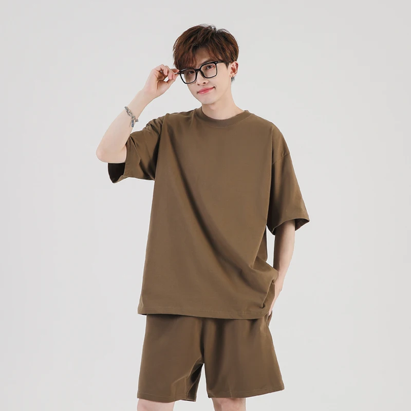 Heavyweight 245g Euro size cotton shoulder loose  t shirts custom logo Wholesale Mens Tshirt Oversized short sleeve