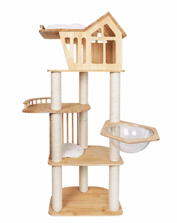 In Stock Vertical post Wooden rack Pet toy Cat climbing rack  Large cat tree