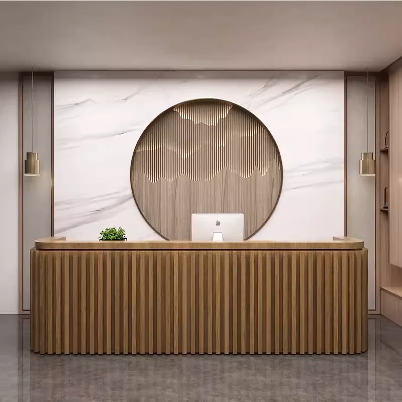 USA CA UK AU GER Local Stock Modern Hotel Wooden Boutique Cashier Reception Counter Design