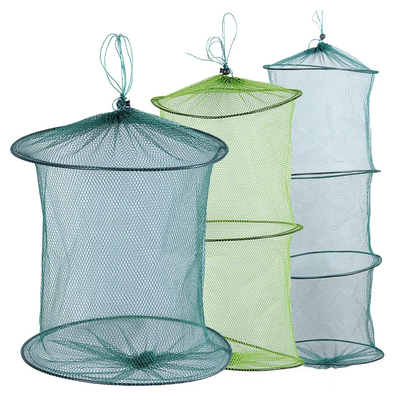 Fish shrimp trap cage mesh cage fish protection drawstring crab basket trap floating net foldable fishing floating net