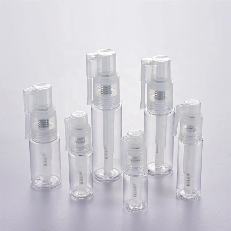 In stock 14ml/18ml/25ml/35ml/50ml/60ml PET food grade plastic powder spray pump bottle with locking nozzle