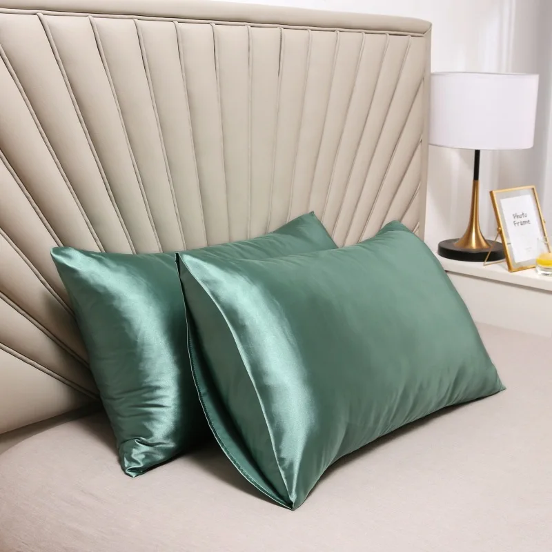 High Quality Satin Pillow Case Cover Raw Silk Throw Pillow Cover Blue