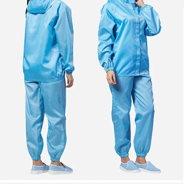 white /blue/pink semiconductor electronic food factory lab IC chips Anti-Static esd cleanroom suit