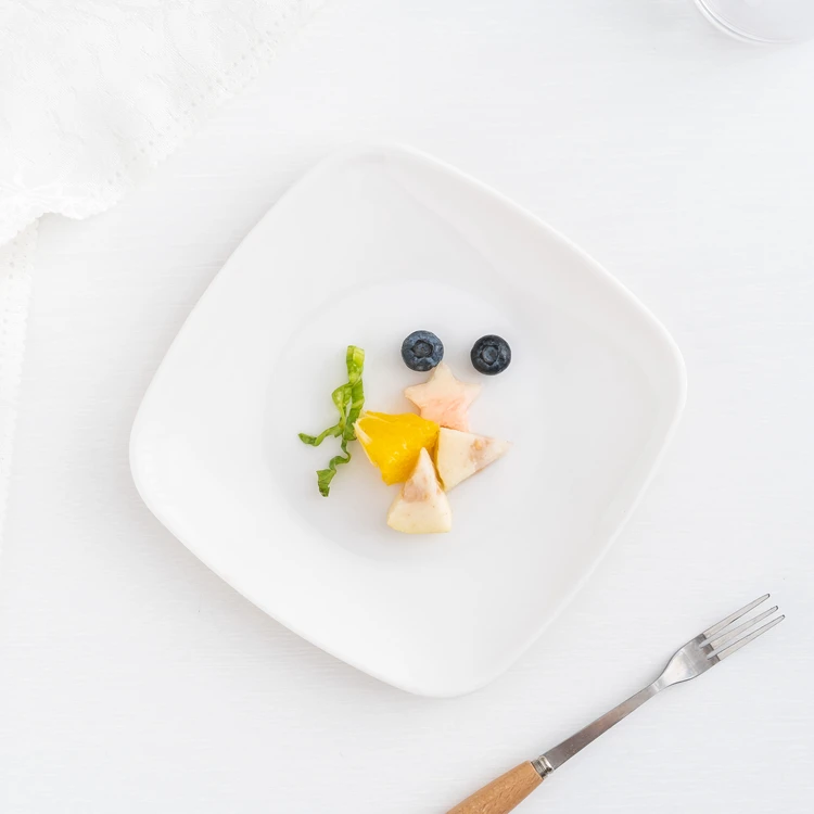 factory price 6 inch square white melamine plastic cake plate