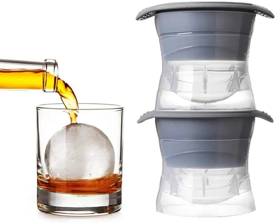 
Bar Accessories Slow Melting Large Spherical Frozen Round Ice Ball Mold Custom Whiskey Ice Hockey Maker Silicone Ice Cube Tray 