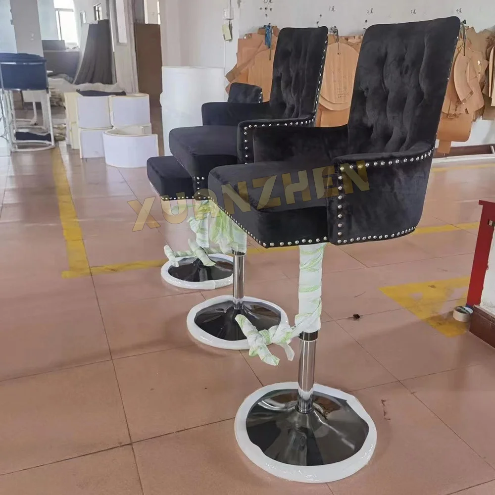 Living room furniture adjustable restaurant high swivel velvet kitchen bar stool bar counter stools luxury bar stool