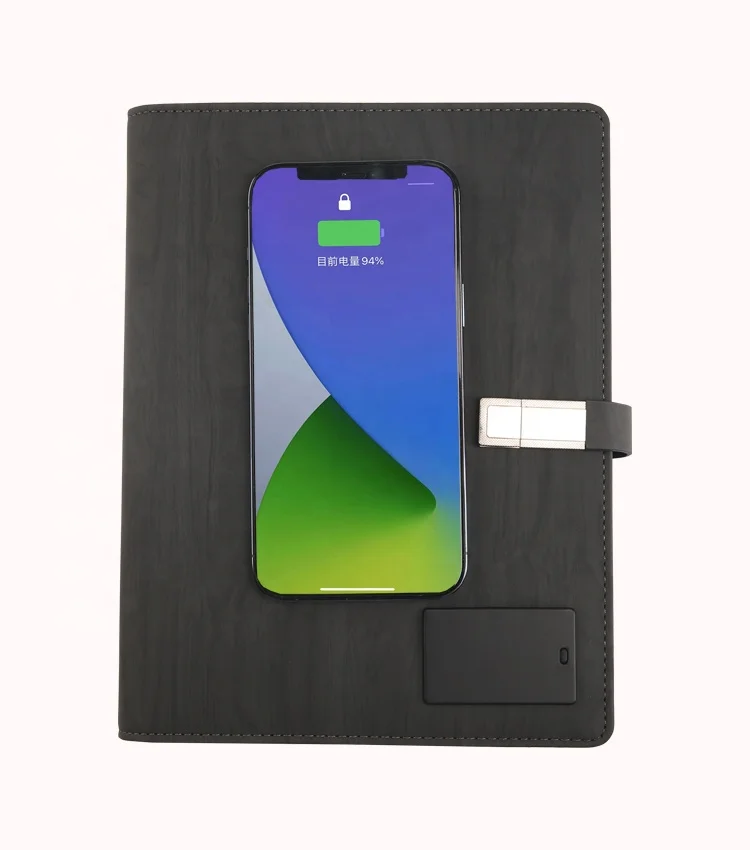 Multifunction Portable Business Diary Office Planner Notebook With Power Bank Wireless Charger