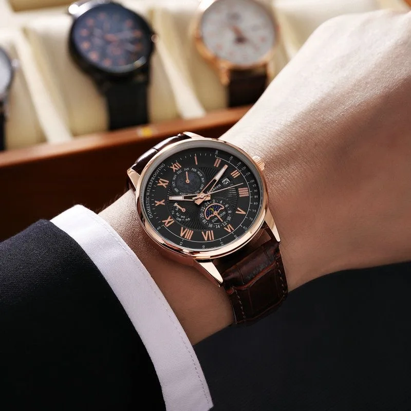 Business Belt  Men  Watch  logo Waterproof Watches for men Luxury Waterproof men watch Luminous Date Clock
