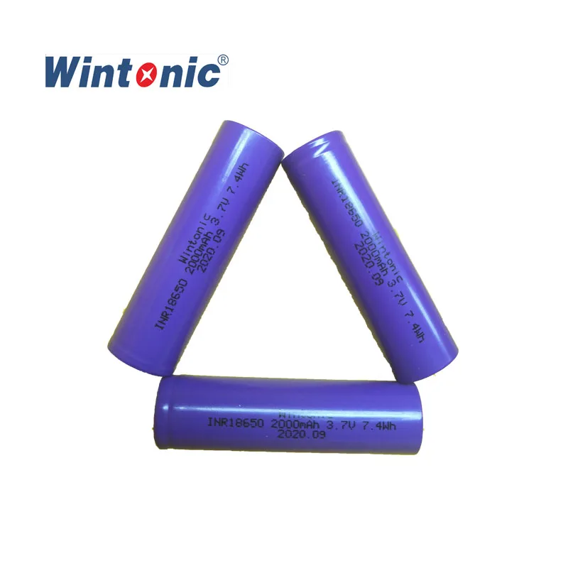 Rechargeable 3.7V 2000mAh Lithium Ion Battery 18650 Cell Bulk Production
