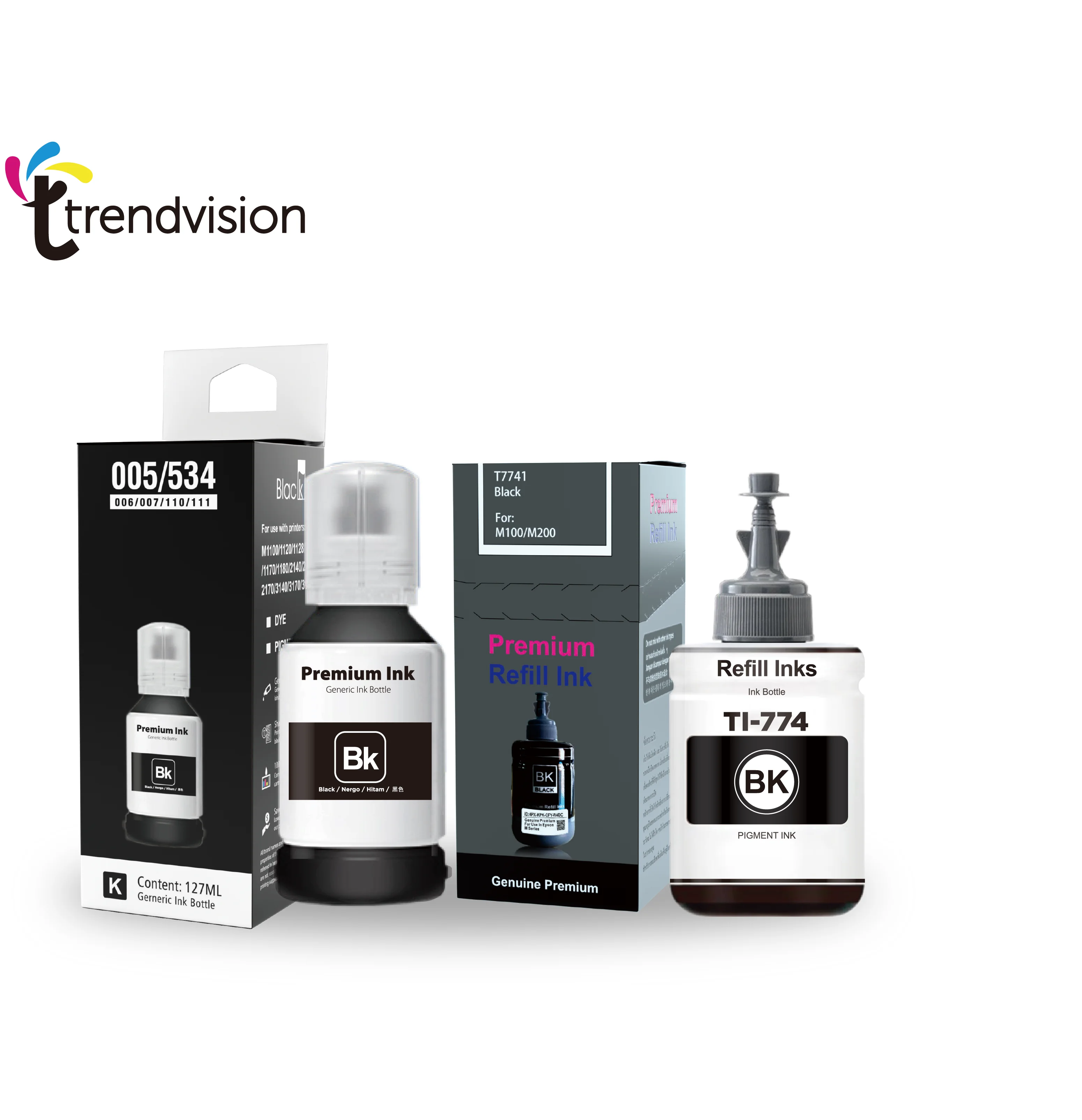 774 TO1P TO3Q Trendvision Compatible Bottle Water Based Refil inkjet  tinta ink for epaon printer 140ml for eco tank M pigment