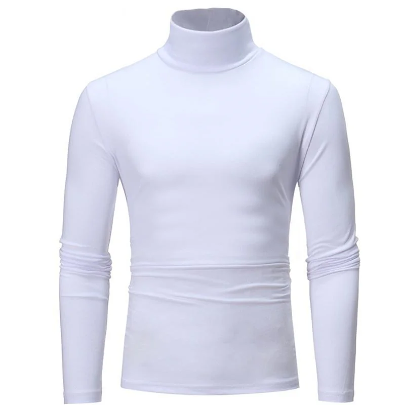 Half High Collar Thermal Underwear Men Mock Neck Basic Plain Pullover Long Sleeve T-shirt For Men