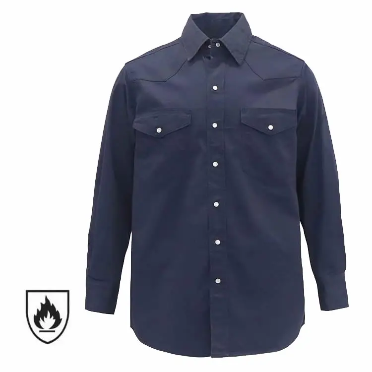 Factory Supply NFPA 2112 Pearl Snap Buttons Fire Retardant Clothing FR Welder Fireproof Shirt
