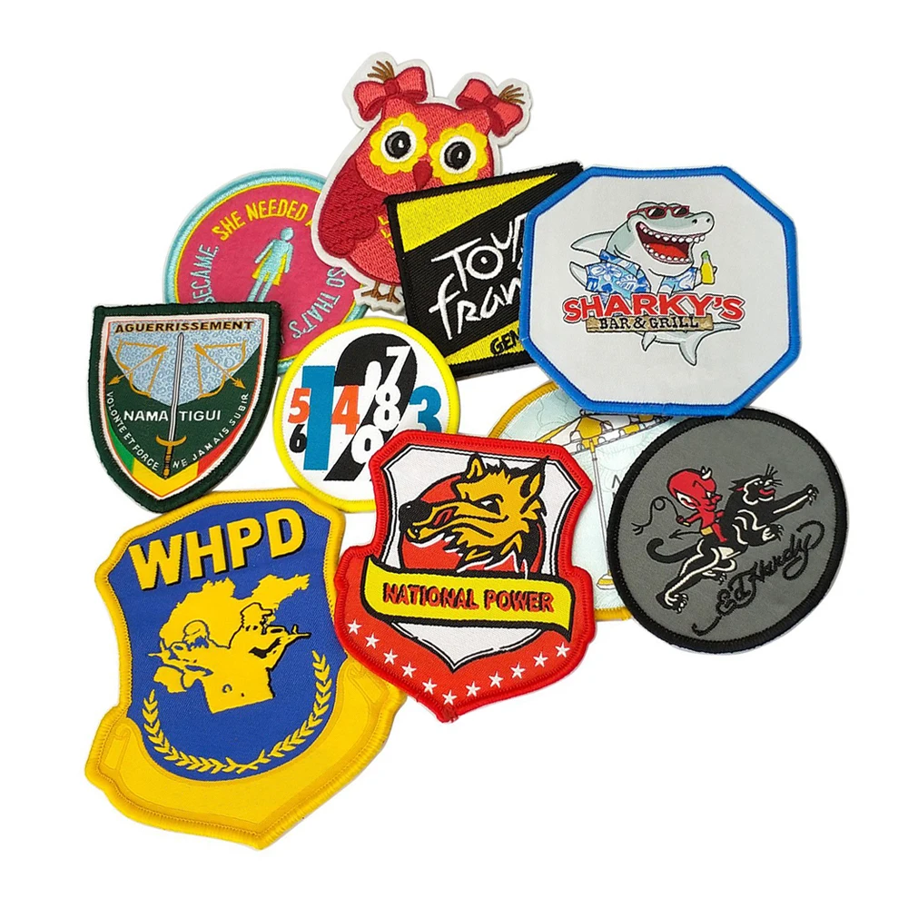 Design Embroidery 3D Logo Iron On Woven Badge Hook and Loop Embroidered Custom Patch For Clothing