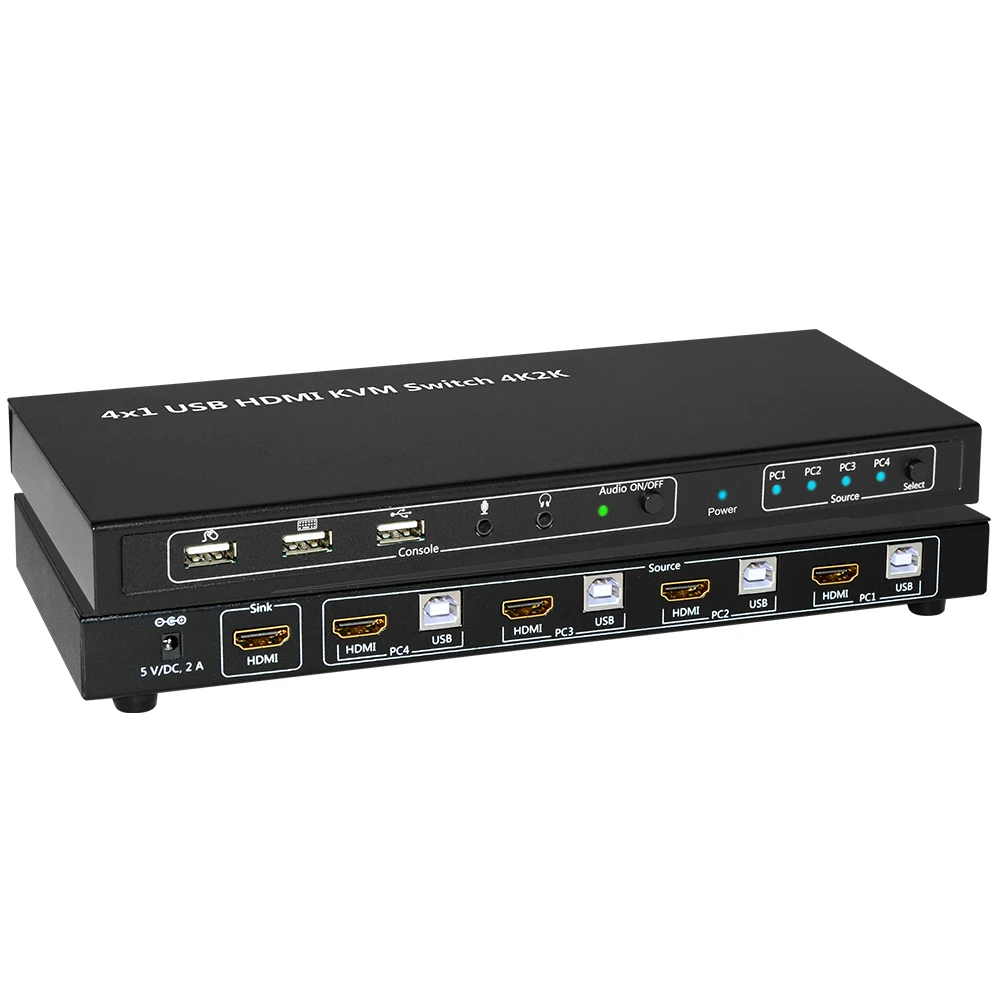 Gmax KVM401 4 Ports HDMI USB KVM Switch with Hotkey