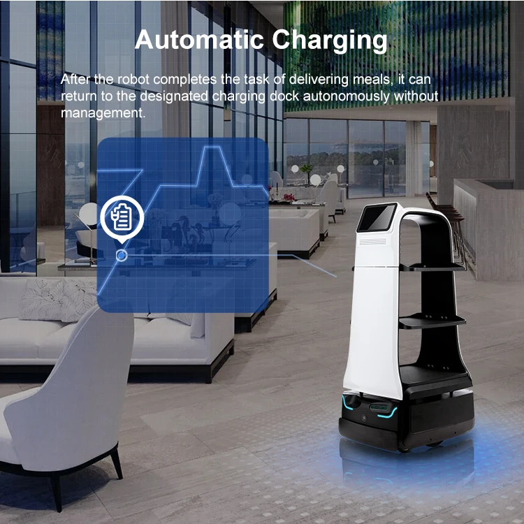 Padbot New Robotic Equipment Intelligent Charging Package Camerieri Dish Delivery Robot