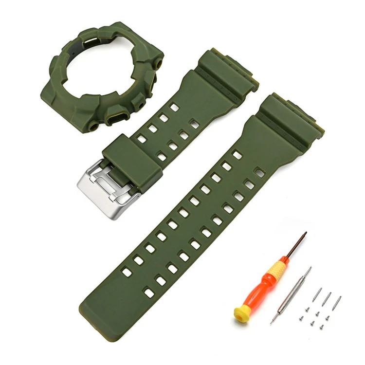 Sports TPU Watch Cover Silicone Band for GD 100 110 120 GA GLS100 Watch Protective Cover Resin TPU Strap Replacements