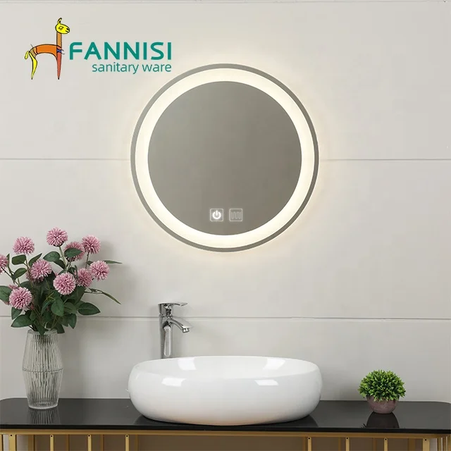 Creation Trend Modern Round Led Mirror Wall Mounted Touch Switch Screen Smart Mirror Silver Led Light Round
