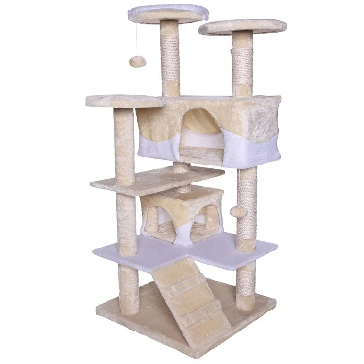 Multi Color Easy Assemble Flake Board  Wooden Cat Tree Cat Cage Cat Scratcher House With Post Condos