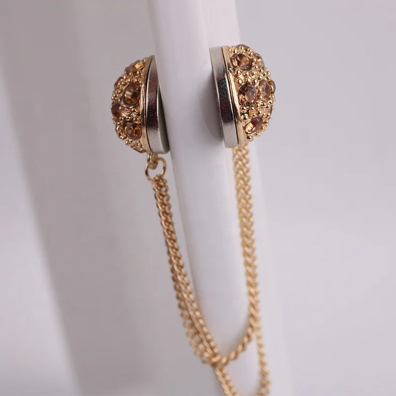 2021 new magnet buckle female Muslim strong magnetic hijab pin anti-glare buckle chain diamond brooch decoration