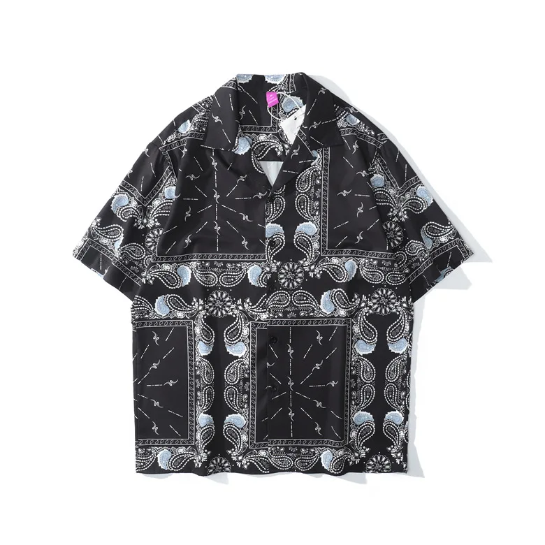 Custom Peach Soft Mens Beach Wear Sea Hawaiian Shirts Casual Shirts 100% Cotton Men Short Summer Hawaiian Shirts Animal Pattern