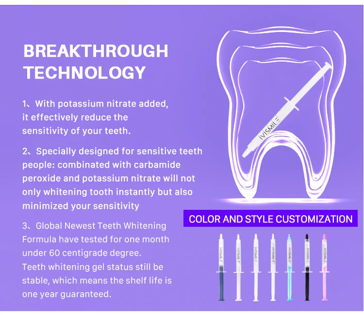 IVISMILE Mint Flavor Free Sensitive 5ml 35%HP Teeth Whitening Gel