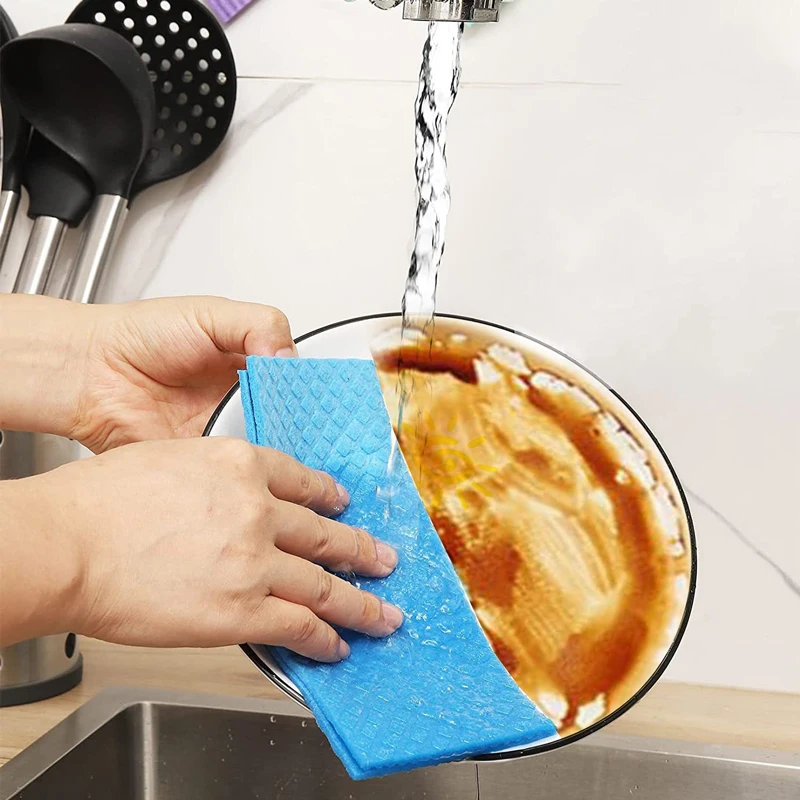 Swedish Dishcloth  10 Pack of Eco-Friendly Reusable Cellulose Sponge Cleaning Cloths for Kitchen Absorbent Dish Cloth Hand Towel
