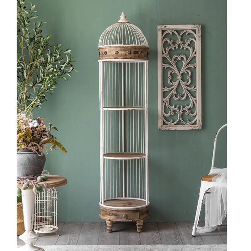 Luxury Home Decor 2021 Living Room Furniture Metal Decorative Bird Cage Plants Book Stand Shelf