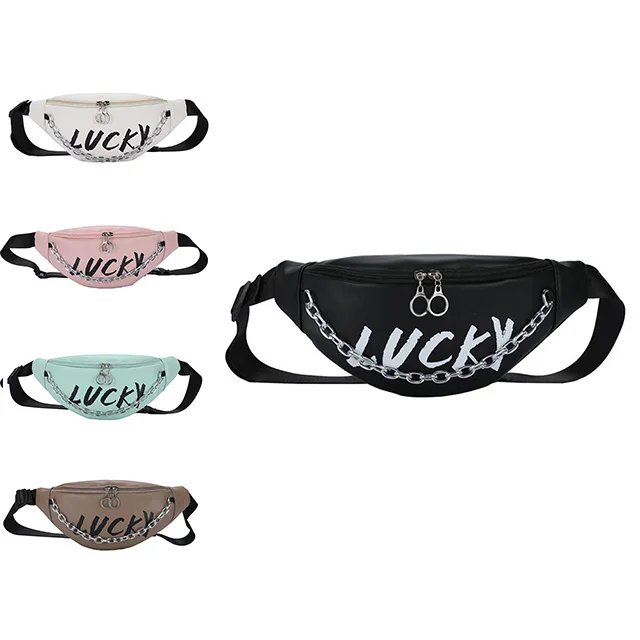 Wholesale Fashion Zipper PU Leather Woman Belt Waist Bag New Trendy Multiple-purpose Crossbody Messenger Bag With Chain For Girl