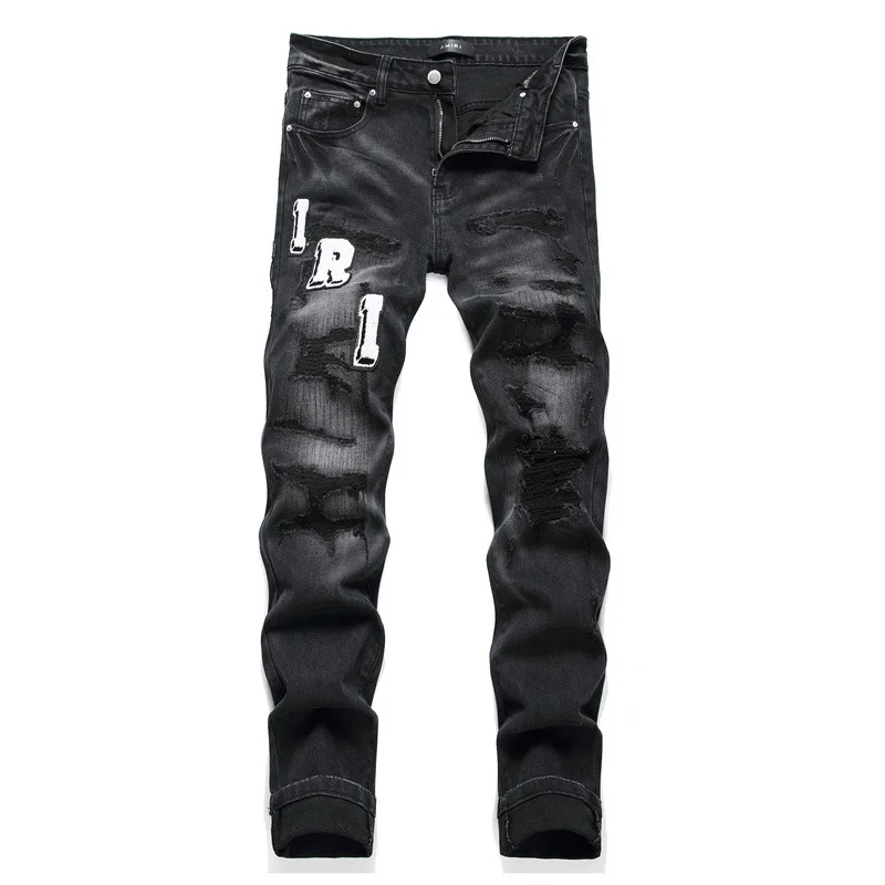 Custom Purple Silk Label Denim Pants High Quality Breathable Skinny Fitting Streetwear Casual Denim Jeans